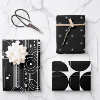 Bauhaus-Geometrie-schwarz und weiß -minimal Geschenkpapier Set