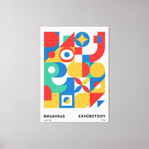 Bauhaus Geometrische Wandkunst Kräftige Farben Leinwanddruck