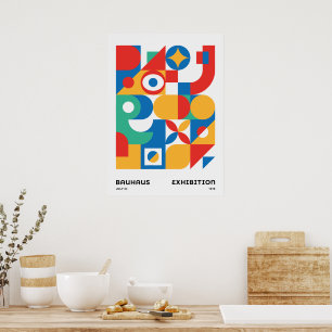 Bauhaus Geometrische Wandkunst Kräftige Farben Poster