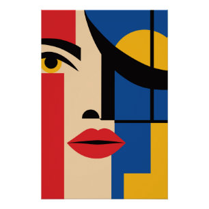 Bauhaus geometrisches abstraktes Frauenporträt Kun Poster
