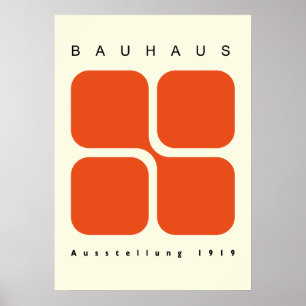 Bauhaus Geometrisches Poster Orange Retro Druck