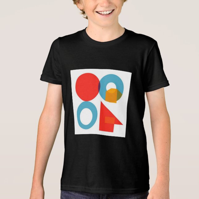 Bauhaus Geometry Art T - Shirt - Primärfarben, Min (Vorderseite)