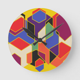 Bauhaus Hexagons  Runde Wanduhr