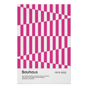 Bauhaus Hot Pink Streifen Geometrischer Kunstdruck Poster