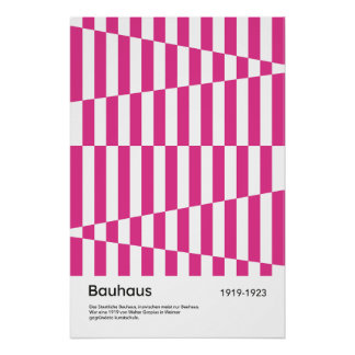 Bauhaus Hot Pink Streifen Geometrischer Kunstdruck Poster