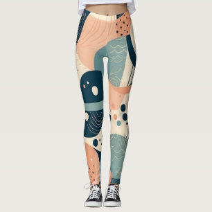 Bauhaus-Inspirierte Abstrakte Kreise Linien Navy O Leggings