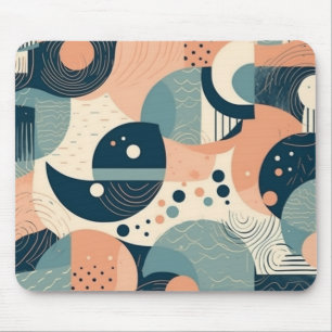 Bauhaus-Inspirierte Abstrakte Kreise Linien Navy O Mousepad