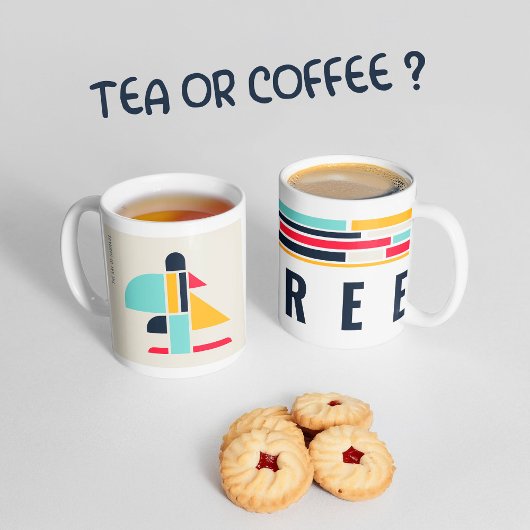 Bauhaus-inspirierte Illustration - Baum Kaffeetasse