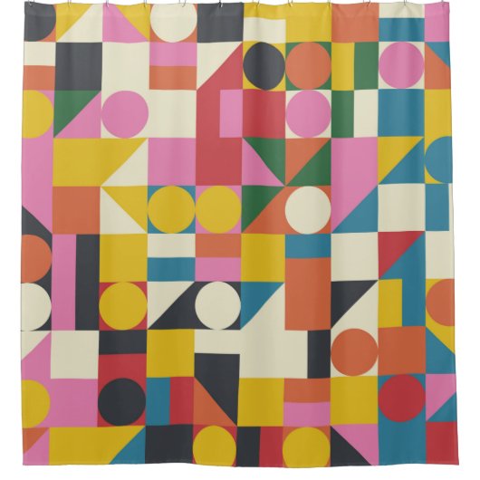 Bauhaus-Kompositionskunst aus Vintagen Teilen Duschvorhang (Vorderseite)