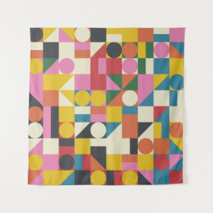 Bauhaus-Kompositionskunst aus Vintagen Teilen Wandteppich