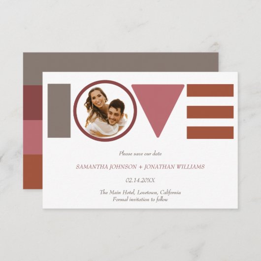 Bauhaus-Liebe Foto-Hochzeit Save The Date (Vorne/Hinten)