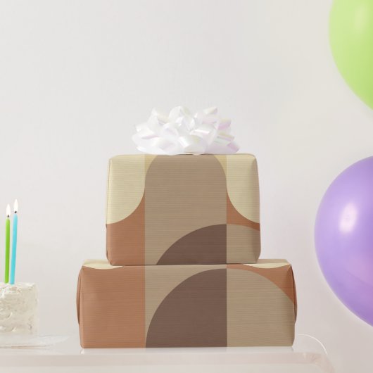 Bauhaus Muster Brown Earth Tones aus den 70er Jahr Geschenkpapier (Partygeschenke)