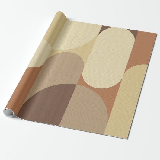 Bauhaus Muster Brown Earth Tones aus den 70er Jahr Geschenkpapier (Ungerollt)