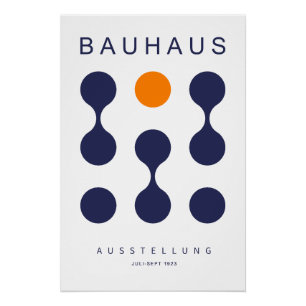 Bauhaus Navy Orange Kreis Gitter Kunst Druck 1923
