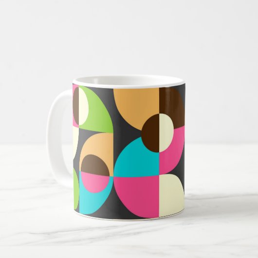 Bauhaus-Neonkachelmuster Kaffeetasse (Vorderseite Links)