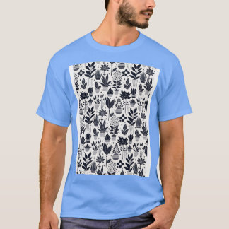 Bauhaus Pflanze Pattern Blau T-Shirt