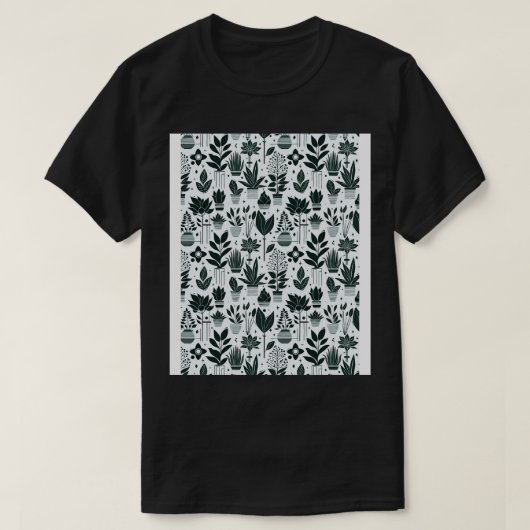Bauhaus Pflanze Pattern Green T-Shirt (Design vorne)