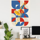 Bauhaus-Posaune | abstraktes Blechblasinstrument Poster (Heimbüro)
