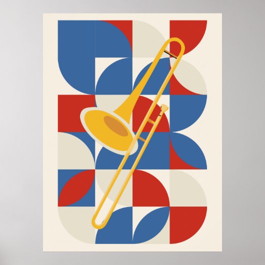 Bauhaus-Posaune | abstraktes Blechblasinstrument Poster (Vorne)