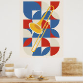 Bauhaus-Posaune | abstraktes Blechblasinstrument Poster (Küche)