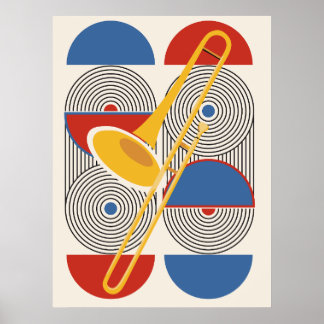 Bauhaus-Posaune | Geometrisches Blechblasinstrumen Poster