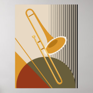 Bauhaus-Posaune Mid-Century-Modern-Jazz Poster