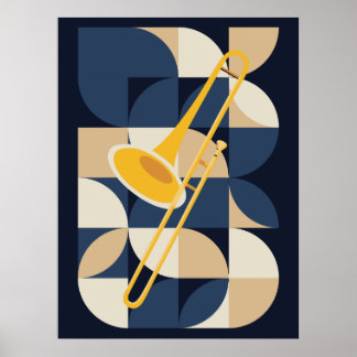 Bauhaus-Posaunen-Kunst | Geometrisches Blechblasin Poster
