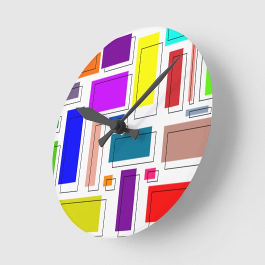 Bauhaus-Rechtecke Runde Wanduhr (Winkel)