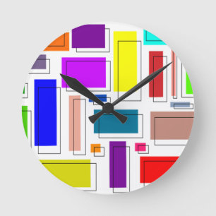 Bauhaus-Rechtecke Runde Wanduhr