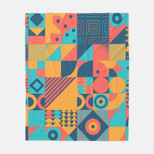 Bauhaus Retro: 70er Geometric Musical Fleecedecke (Vorderseite)