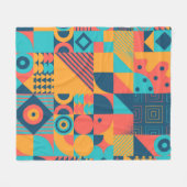 Bauhaus Retro: 70er Geometric Musical Fleecedecke (Vorderseite (Horizontal))