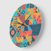 Bauhaus Retro: 70er Geometric Musical Große Wanduhr (Winkel)