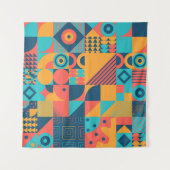 Bauhaus Retro: 70er Geometric Musical Wandteppich (Vorderseite (Horizontal))