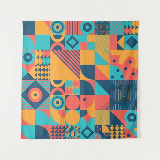Bauhaus Retro: 70er Geometric Musical Wandteppich (Vorderseite)