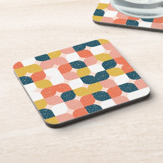 Bauhaus-Retro geometrisches Muster Getränkeuntersetzer (Linke Seite)