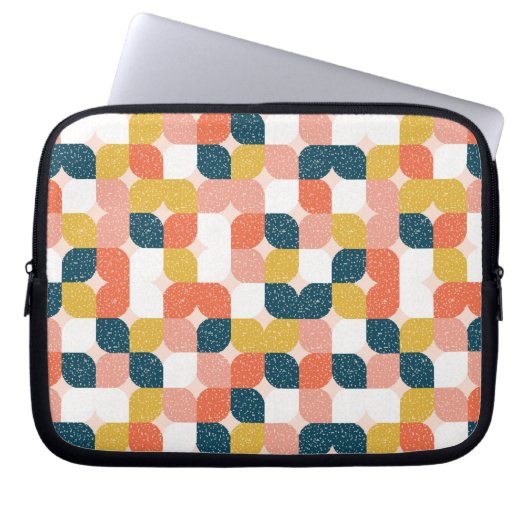 Bauhaus-Retro geometrisches Muster Laptopschutzhülle (Vorderseite)