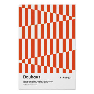 Bauhaus Rot Orange Streifen Geometrischer Kunstdru Poster