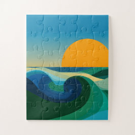Bauhaus-Sonnenuntergang-Wüstenlandschaft-Abstrakt- Puzzle