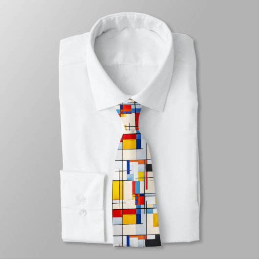 Bauhaus Squares Boho 60er Jahre Pattern Necktie Krawatte (Gebunden)