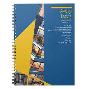 Bauhaus-Stil-Architekt, Blau und Gelb Geometrisch Notizblock