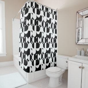 Bauhaus Stil Schwarz-Weiß-Geometrie Retro Duschvorhang