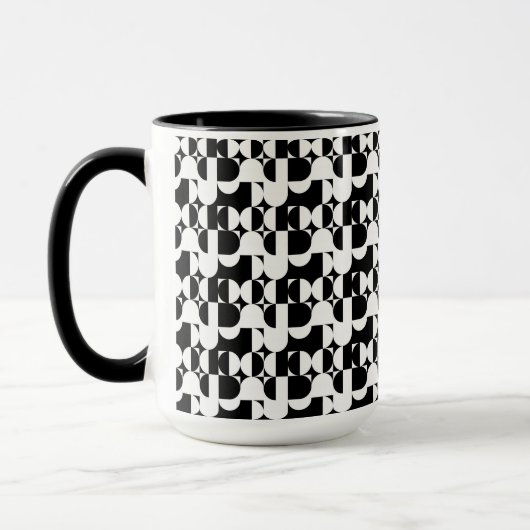 Bauhaus Stil Schwarz-Weiß-Geometrie Retro Tasse (Links)