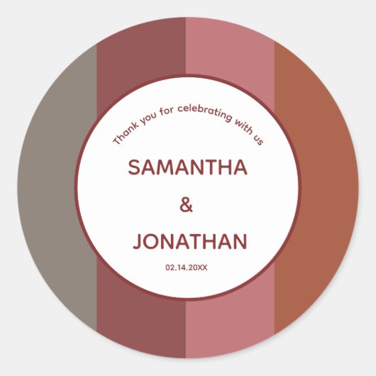 Bauhaus Striped Custom Wedding Gefallen Vielen Dan Runder Aufkleber (Vorderseite)