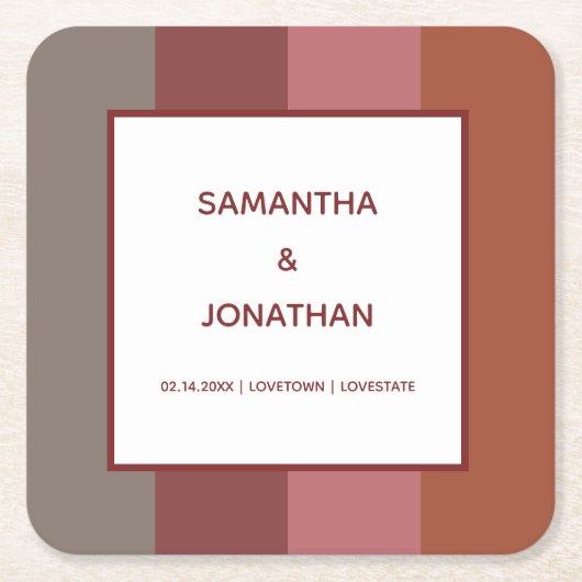 Bauhaus Striped Custom Wedding Rechteckiger Pappuntersetzer (Vorderseite)