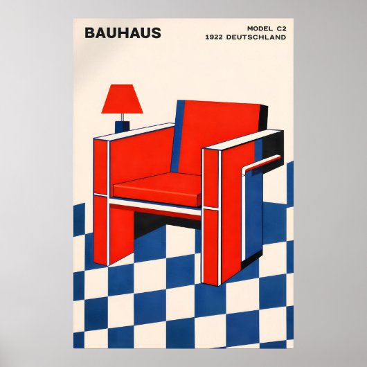 Bauhaus-Stuhlposter, Geometrischer Mid-Century-Mod Poster (Vorne)