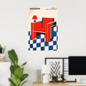 Bauhaus-Stuhlposter, Geometrischer Mid-Century-Mod Poster (Heimbüro)