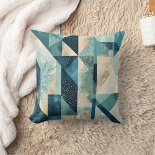 Bauhaus Style Geometric Sage and Blue Lumbar Kissen