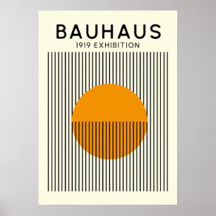 Bauhaus Sun Lines Poster Mid-Century Druck