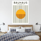 Bauhaus Sun Lines Poster Mid-Century Print Leinwanddruck (Insitu (Schlafzimmer))