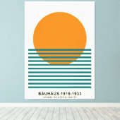 Bauhaus Sunset Stripes Poster Retro Wall Art Leinwanddruck (Insitu (Holzboden))